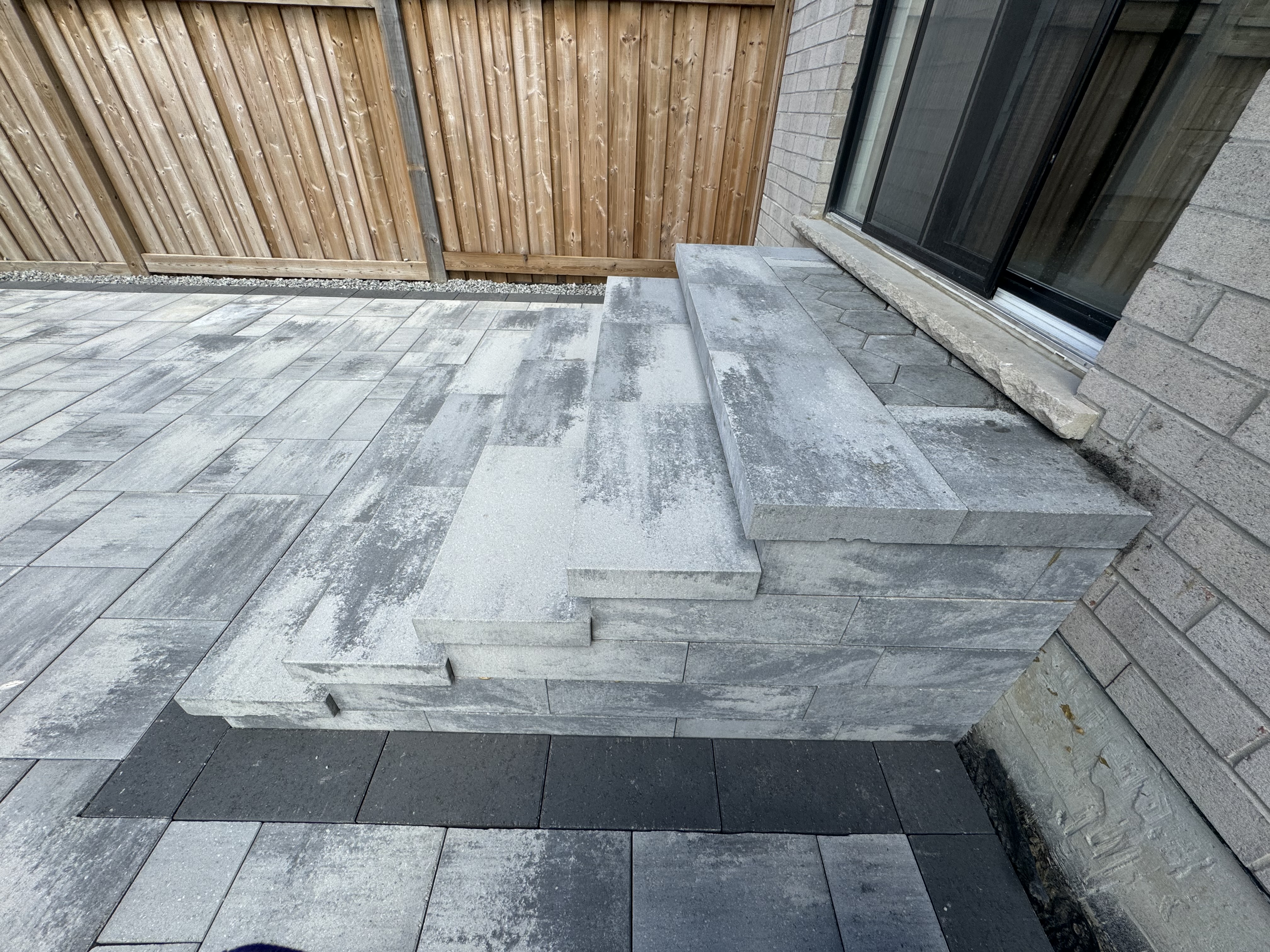 Custom large-format slab steps with chiseled edge detail